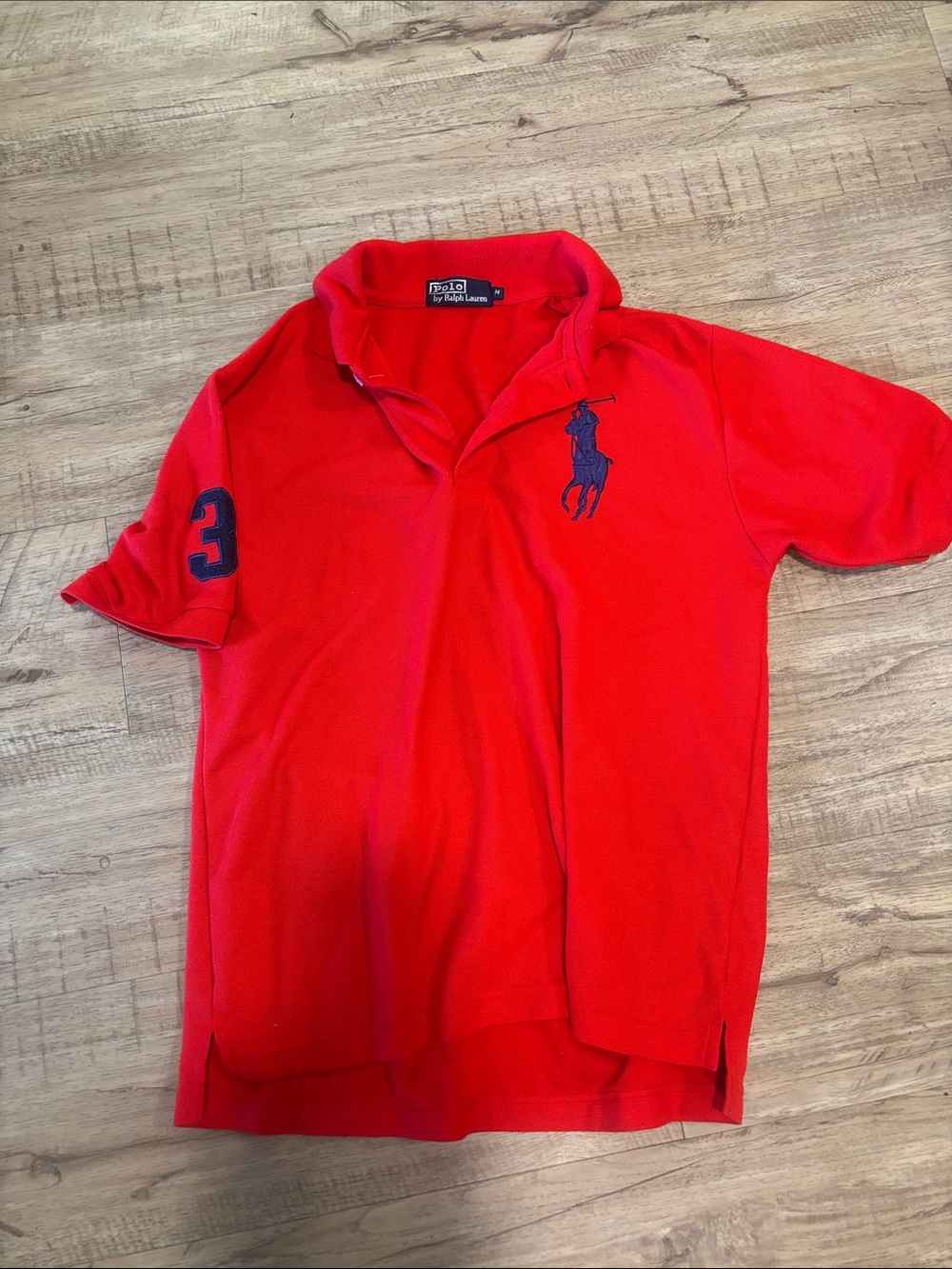 Men’s medium Polo by Ralph Lauren Red Polo with Navy Logo #3